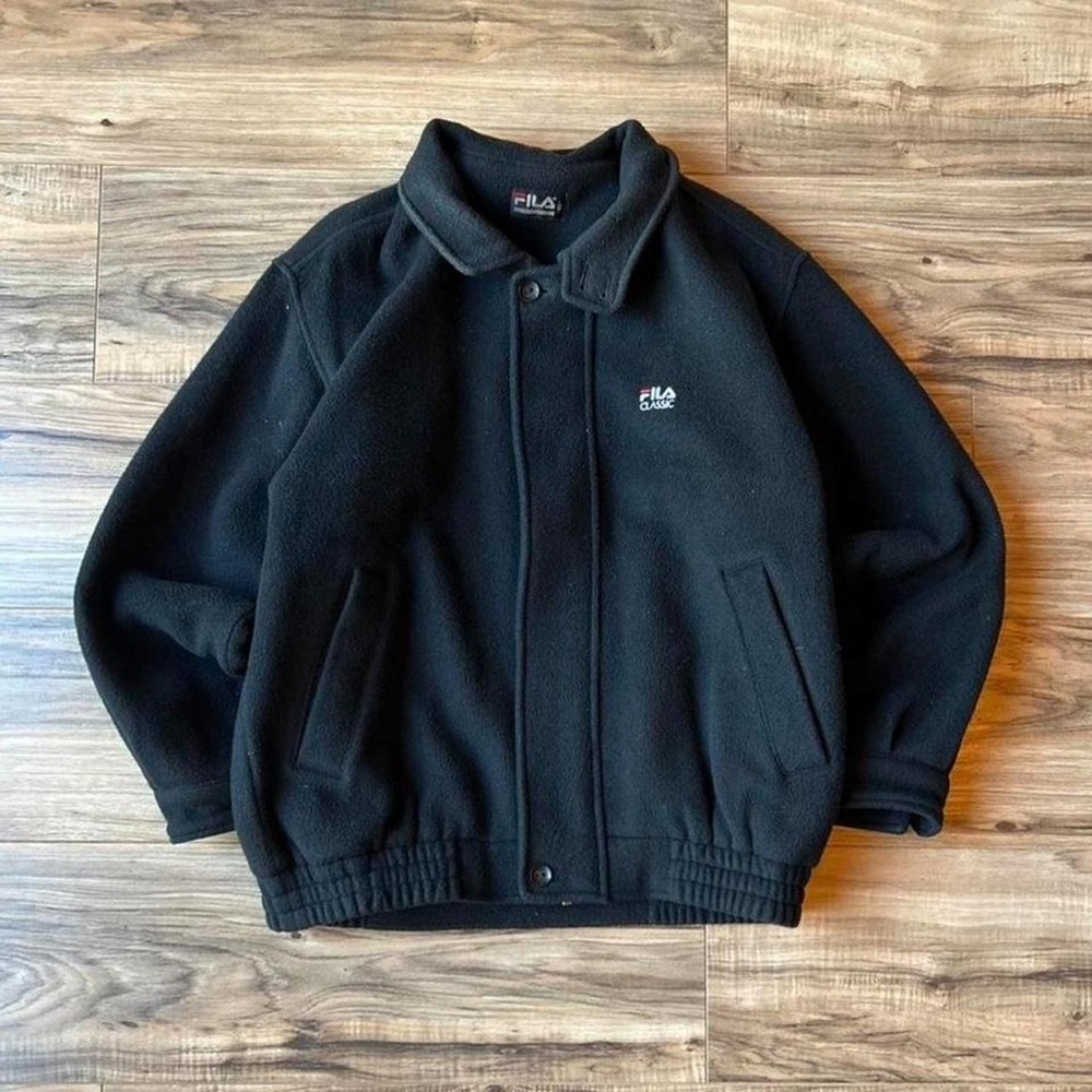 Vintage 90s Fila Classic Black Colorblock Bomber Jacket Small